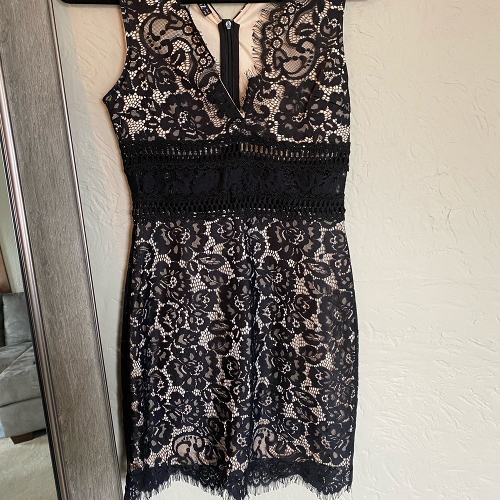 Black and nude lace dress